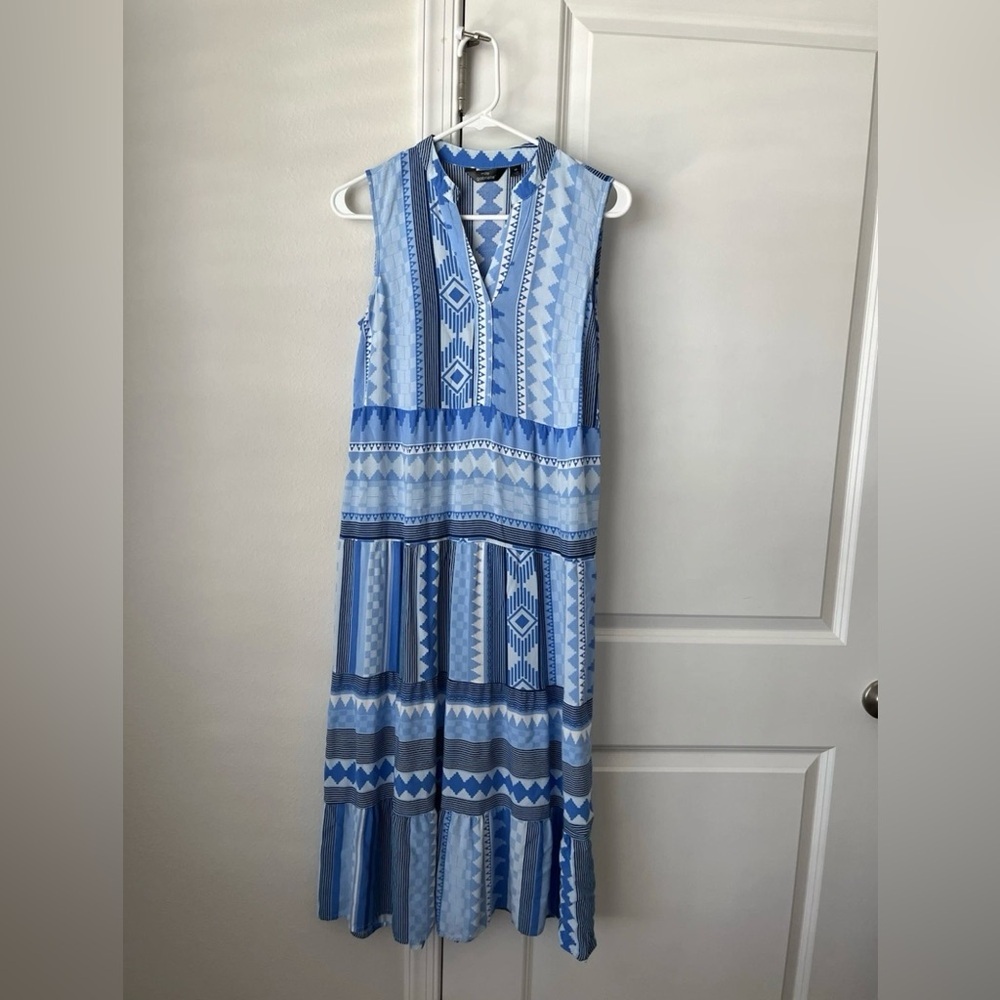 Mile Gabrielle women’s Blue Geometric Midi Dress Aztec southwestern